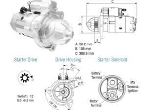 Motor De Partida Prestolite 12 Volt 12 Dientes Indiel 35261135 Zm8048101 Anclaje 127X127X127Mm Trompa 105Mm Piñón 46Mm