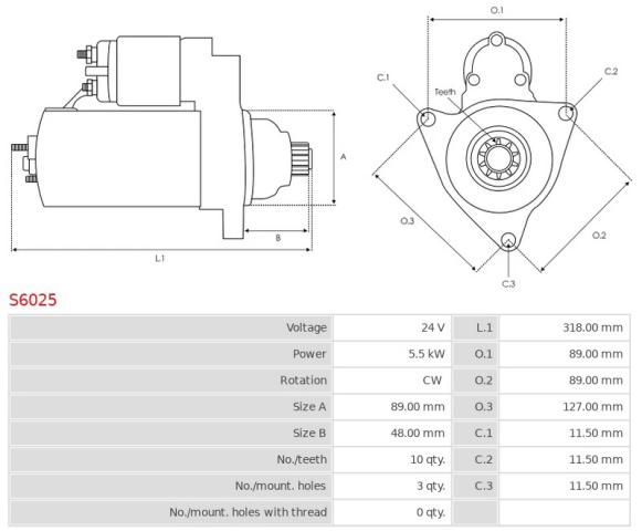 Motor De Partida Denso 24 Volt 10 Dientes 5.5Kw Cw Anclaje 3 Pernos - Imagen 2