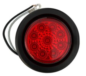 Farol Trocha 9 Led Rojo 2 Pulgadas Bivoltaje Con Cable Base Goma